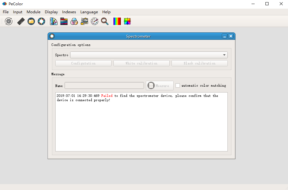 Spectrometer input data